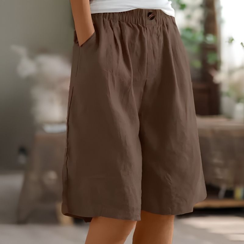 Womens Mid-Thigh Shorts with Elastic Waistband and Breathable Fabric, Relaxed Fit