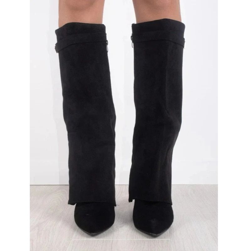 Thigh High Boots with Adjustable Buckle and Block Heel, Cushioned Insole