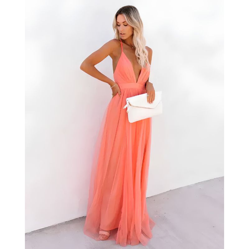 Womens Maxi Dress with Flowing Silhouette and Lightweight Fabric
