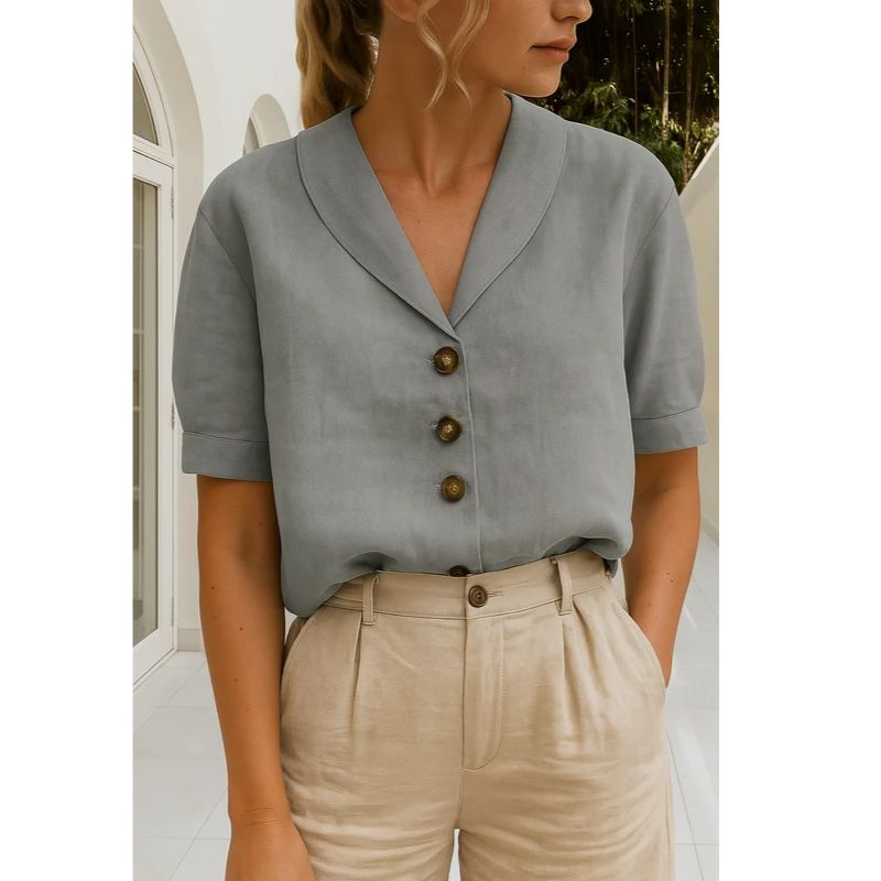 Wrap Neckline Blouse with Lightweight Breathable Fabric and Versatile Styling