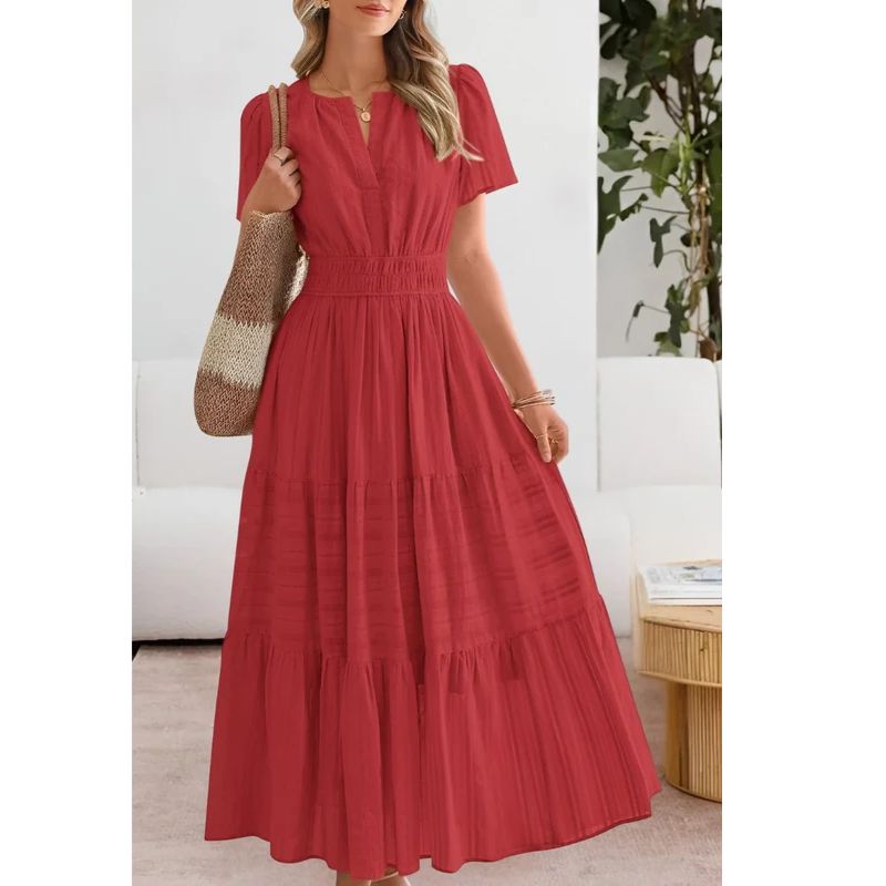 Flowy Midi Dress with Boho Pattern and Cotton Blend, Lined A-Line