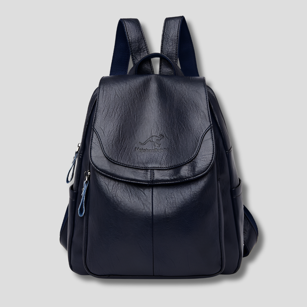 Anti-Theft Backpack for Women with Embossed Leather and Padded Interior, Dust Bag Included