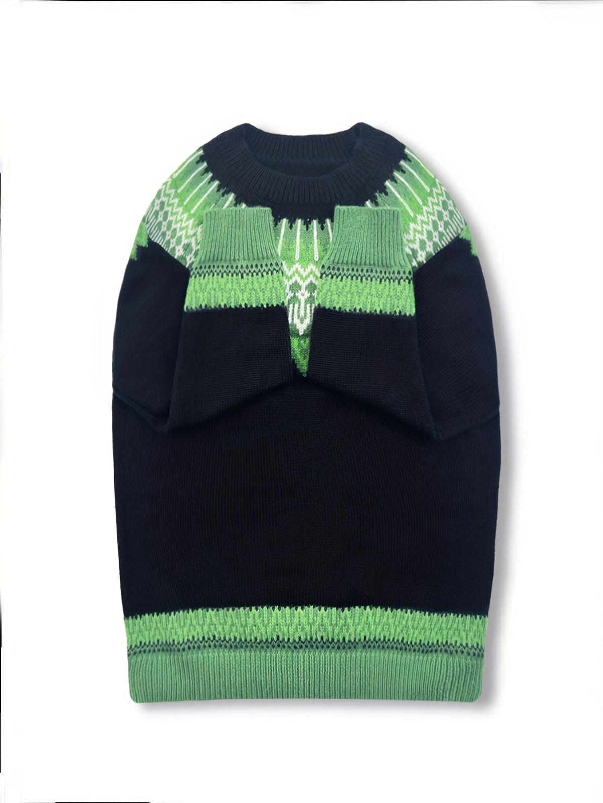 Chunky Jacquard Knit Sweater with Round Neck and Relaxed Fit