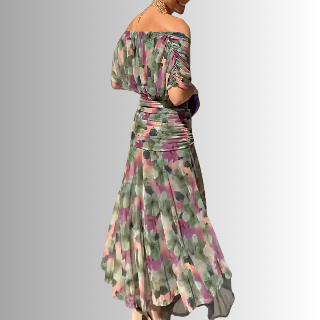 Maxi Dress with Bias-Inspired Panels and Soft Waist Shaping, Full-Length Lightweight Fabric