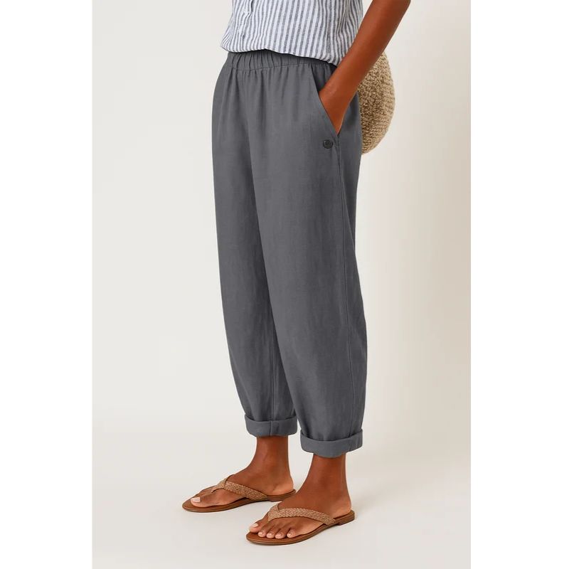 Lightweight Straight-Leg Pants with Elastic Waistband and Side Pockets