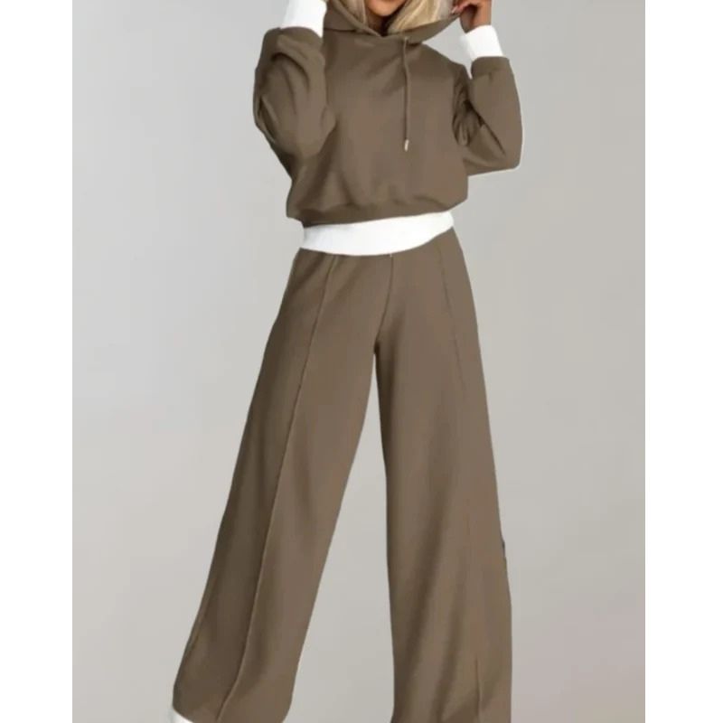 Womens Hoodie and Jogger Set with Drawstring Waist, Kangaroo Pocket