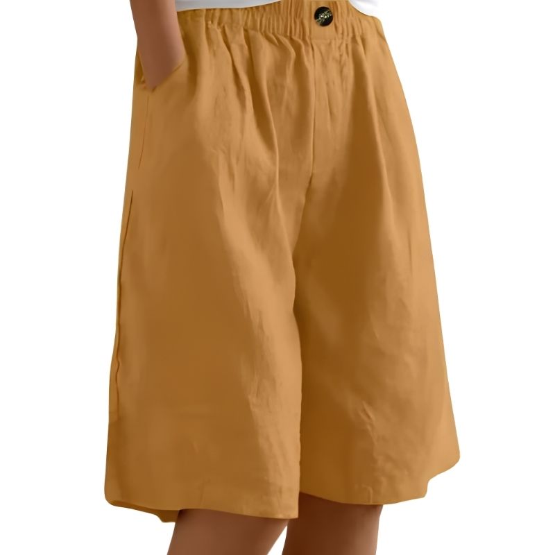 Womens Mid-Thigh Shorts with Elastic Waistband and Breathable Fabric, Relaxed Fit