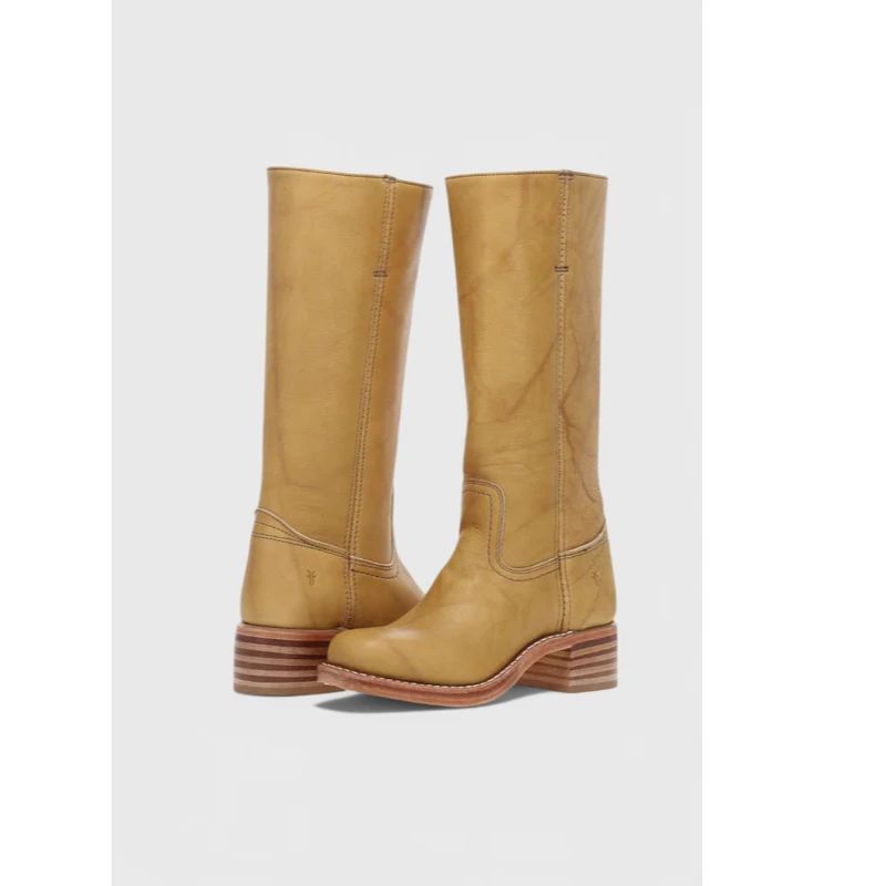 Womens Knee-High Leather Boots with Cushioned Insole and Stacked Heel, Pull-On Fit