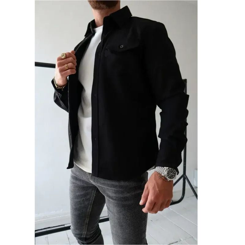 Casual Overshirt with Button Front and Chest Pockets, Modern Relaxed Fit