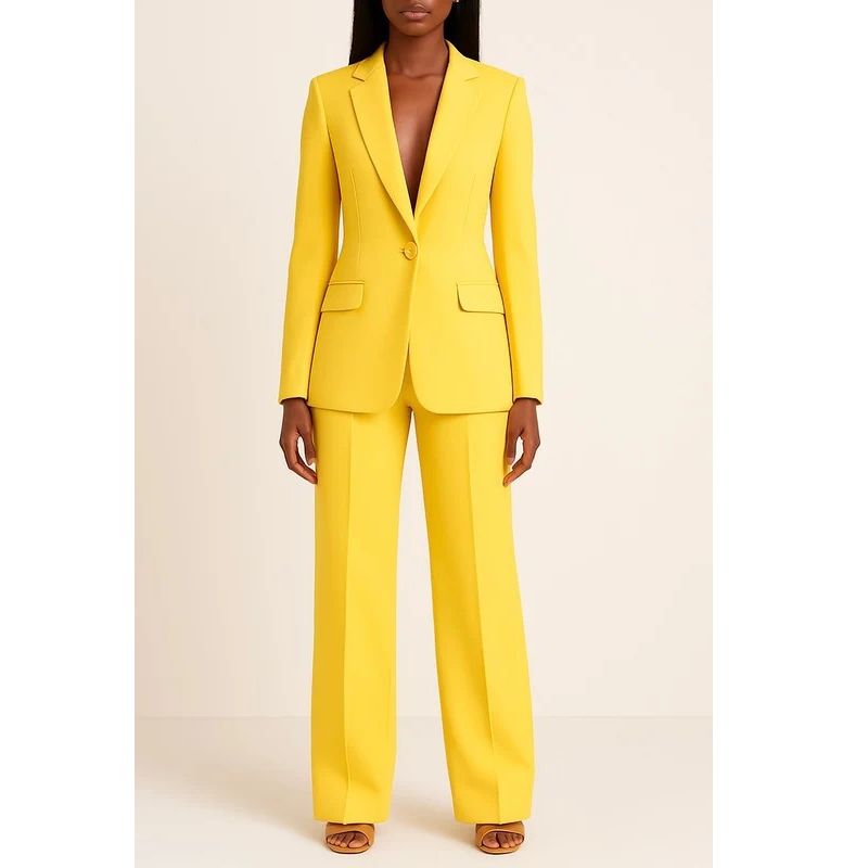 Womens Tailored Suit Set with Longline Blazer and Slim Trousers, Slight Stretch Fabric