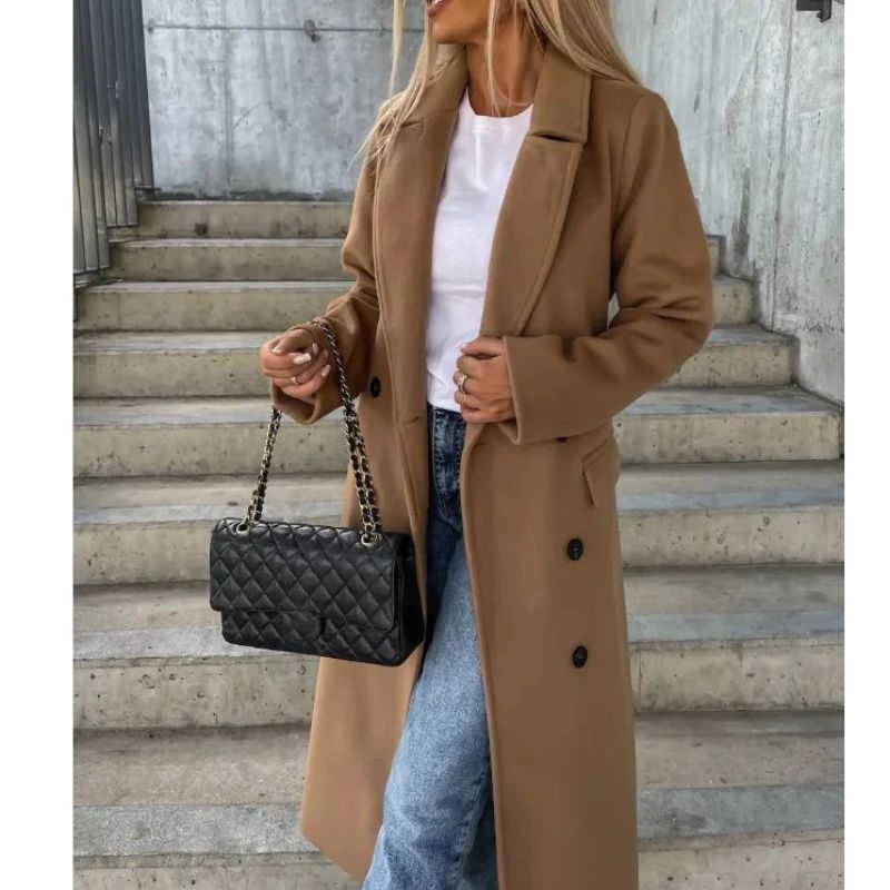 Womens Long Trench Coat with Removable Waist Belt and Insulated Lining, Machine Washable