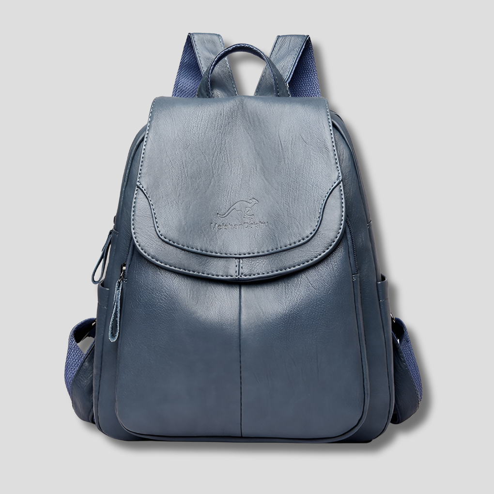 Anti-Theft Backpack for Women with Embossed Leather and Padded Interior, Dust Bag Included