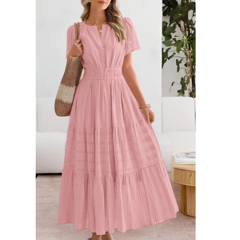 Flowy Midi Dress with Boho Pattern and Cotton Blend, Lined A-Line