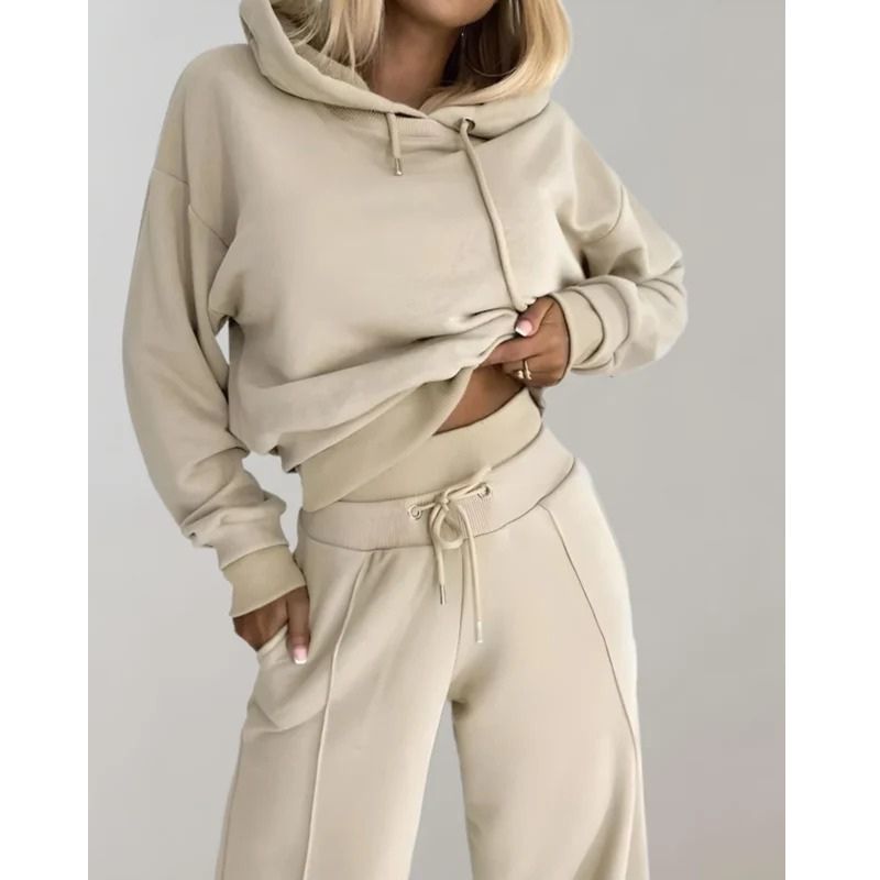 Womens Hoodie and Jogger Set with Drawstring Waist, Kangaroo Pocket