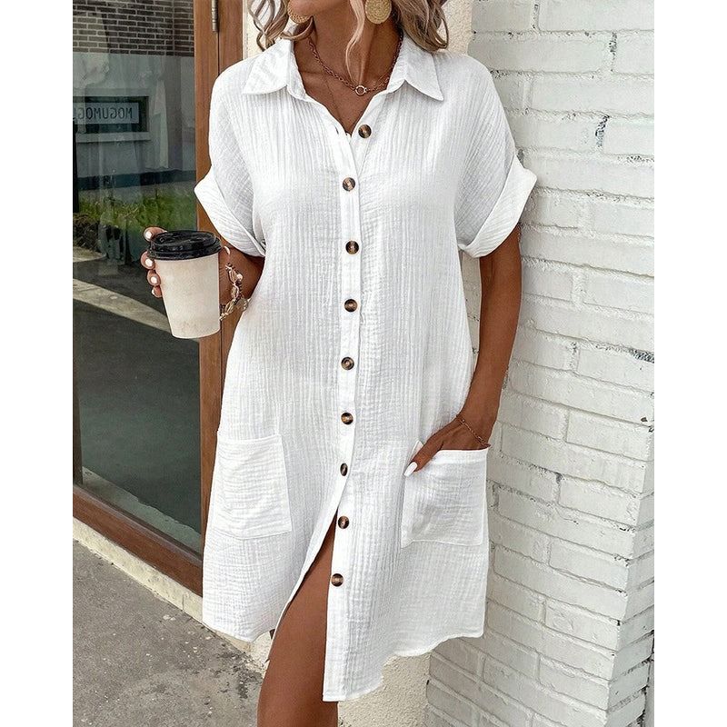 Breathable Lightweight Dress with Relaxed Drape and Wrinkle-Resistant Fabric