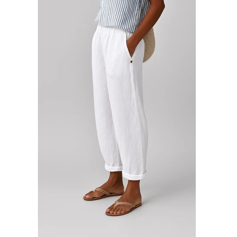 Lightweight Straight-Leg Pants with Elastic Waistband and Side Pockets