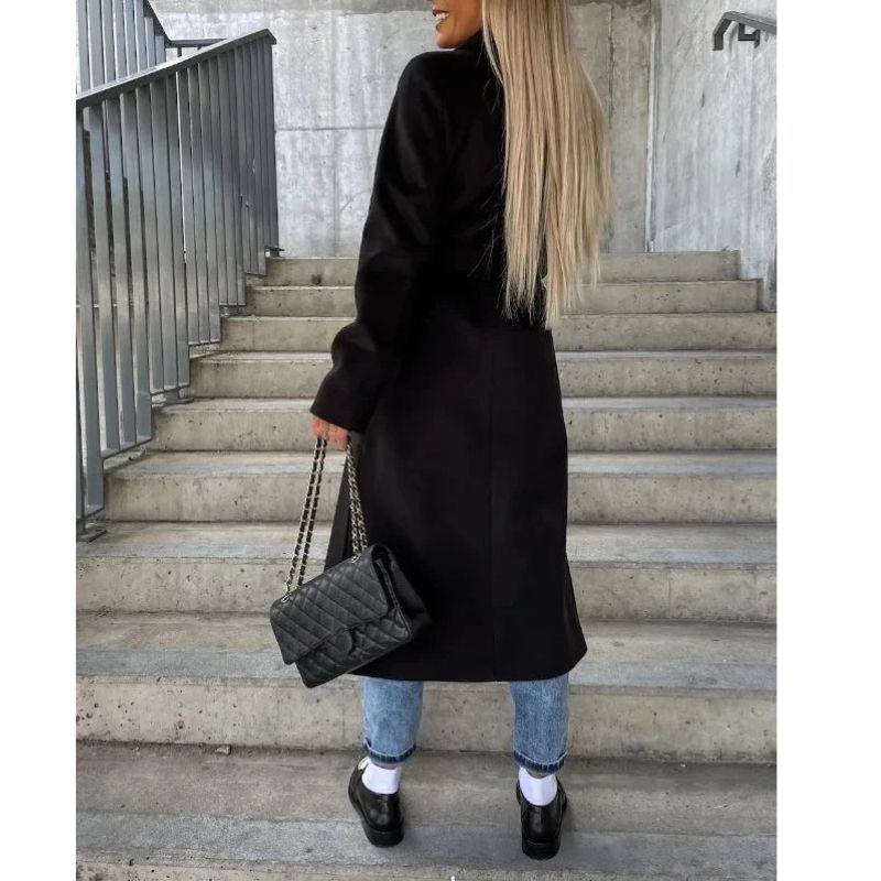 Womens Long Trench Coat with Removable Waist Belt and Insulated Lining, Machine Washable