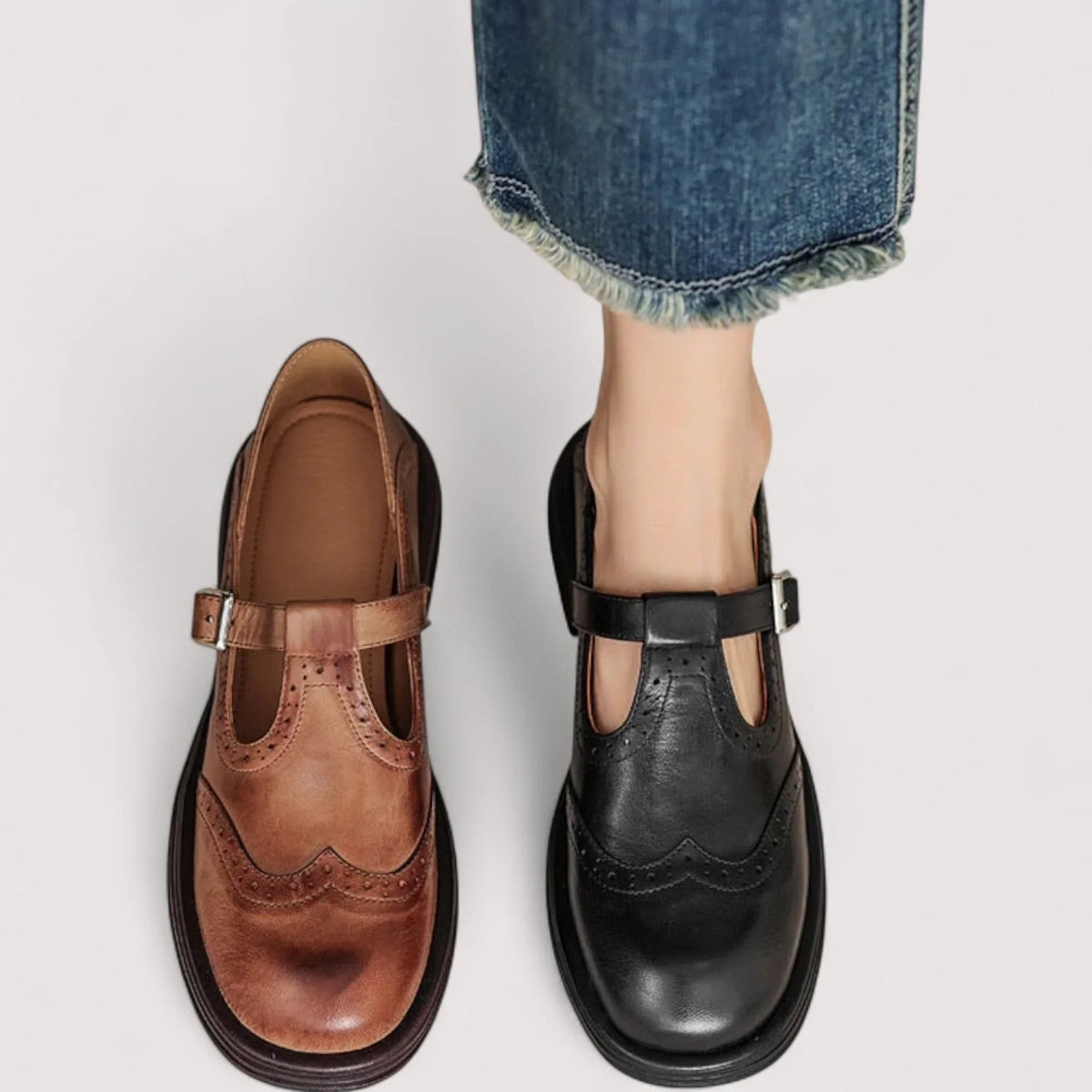 Orthopedic Mary Jane Shoes with Removable Supportive Insole and Adjustable Strap, Low Heel