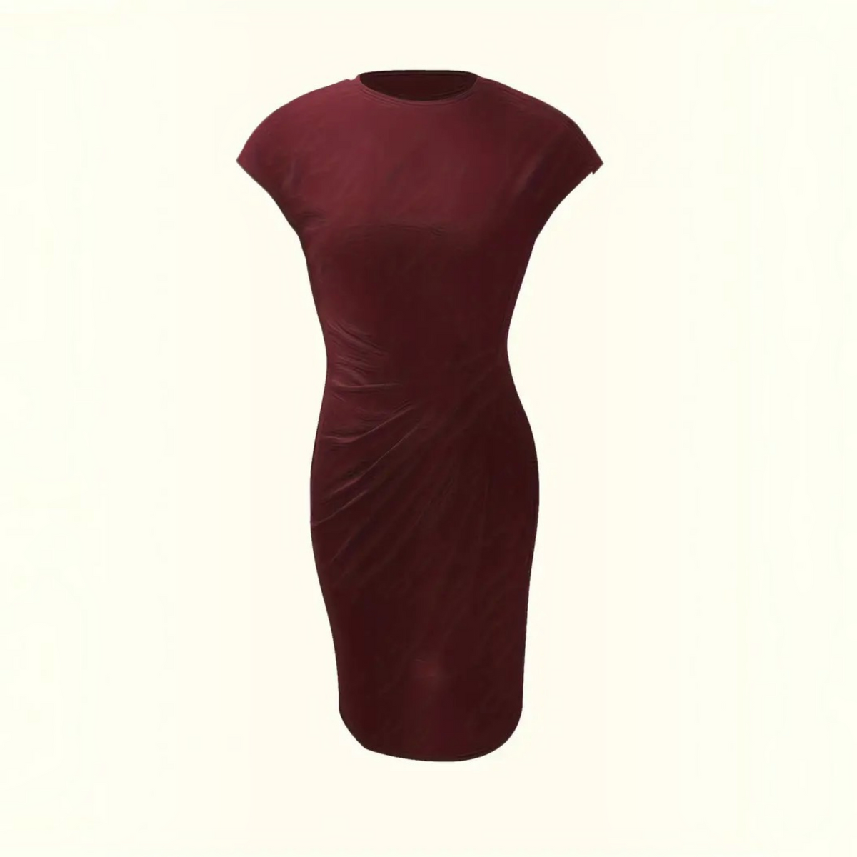 Womens Bodycon Dress with Stretch Knit Fabric and Short Sleeves, Contoured Silhouette
