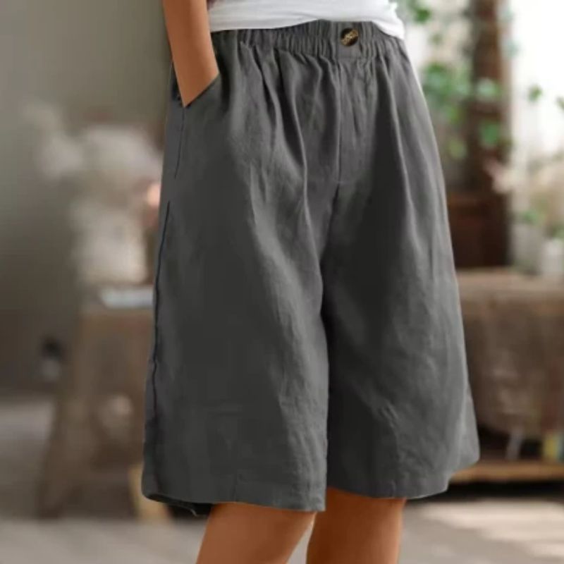 Womens Mid-Thigh Shorts with Elastic Waistband and Breathable Fabric, Relaxed Fit