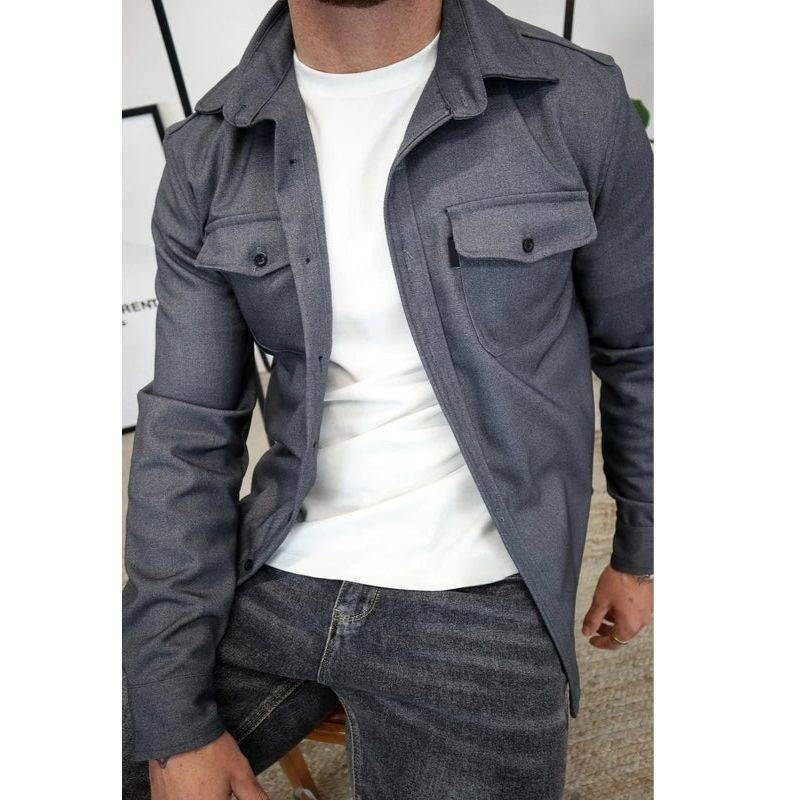 Casual Overshirt with Button Front and Chest Pockets, Modern Relaxed Fit