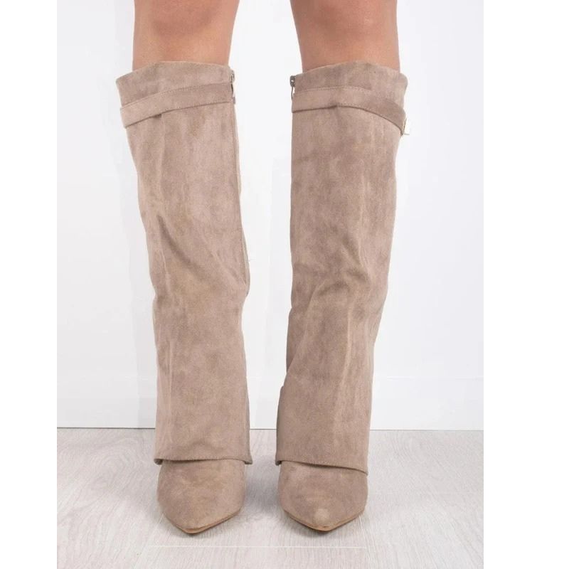 Thigh High Boots with Adjustable Buckle and Block Heel, Cushioned Insole