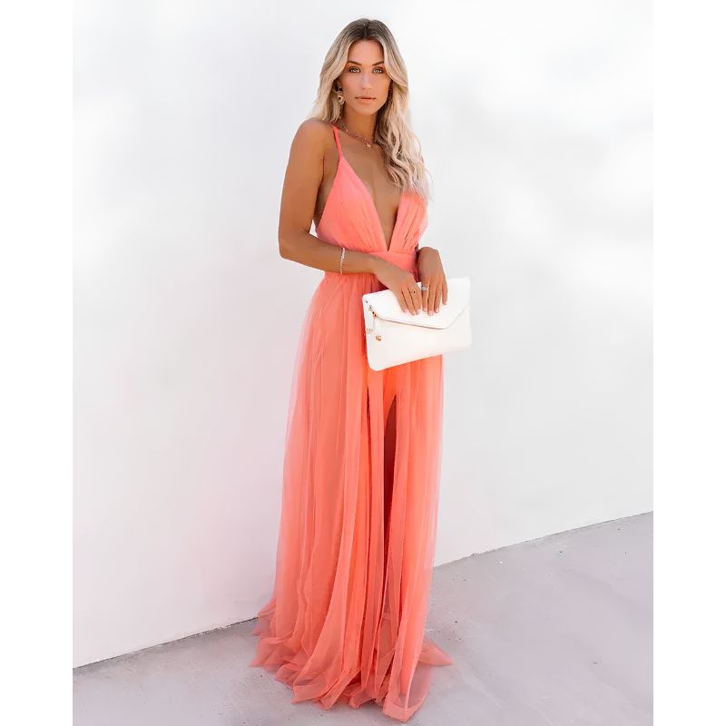 Womens Maxi Dress with Flowing Silhouette and Lightweight Fabric