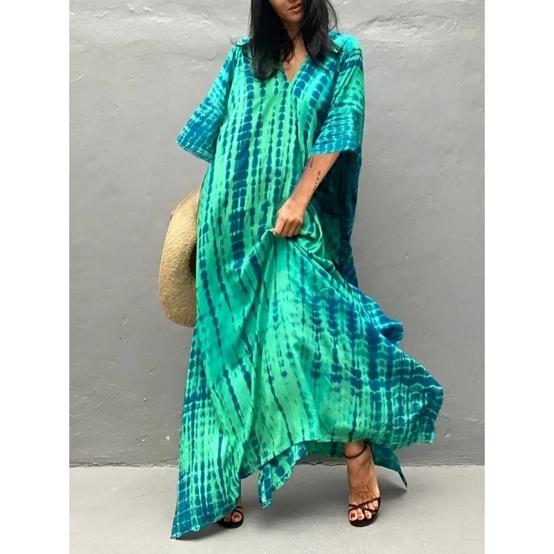 Tie Dye Maxi Dress with Relaxed Fit and Lightweight Breathable Fabric, Boho