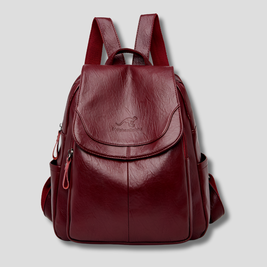 Anti-Theft Backpack for Women with Embossed Leather and Padded Interior, Dust Bag Included