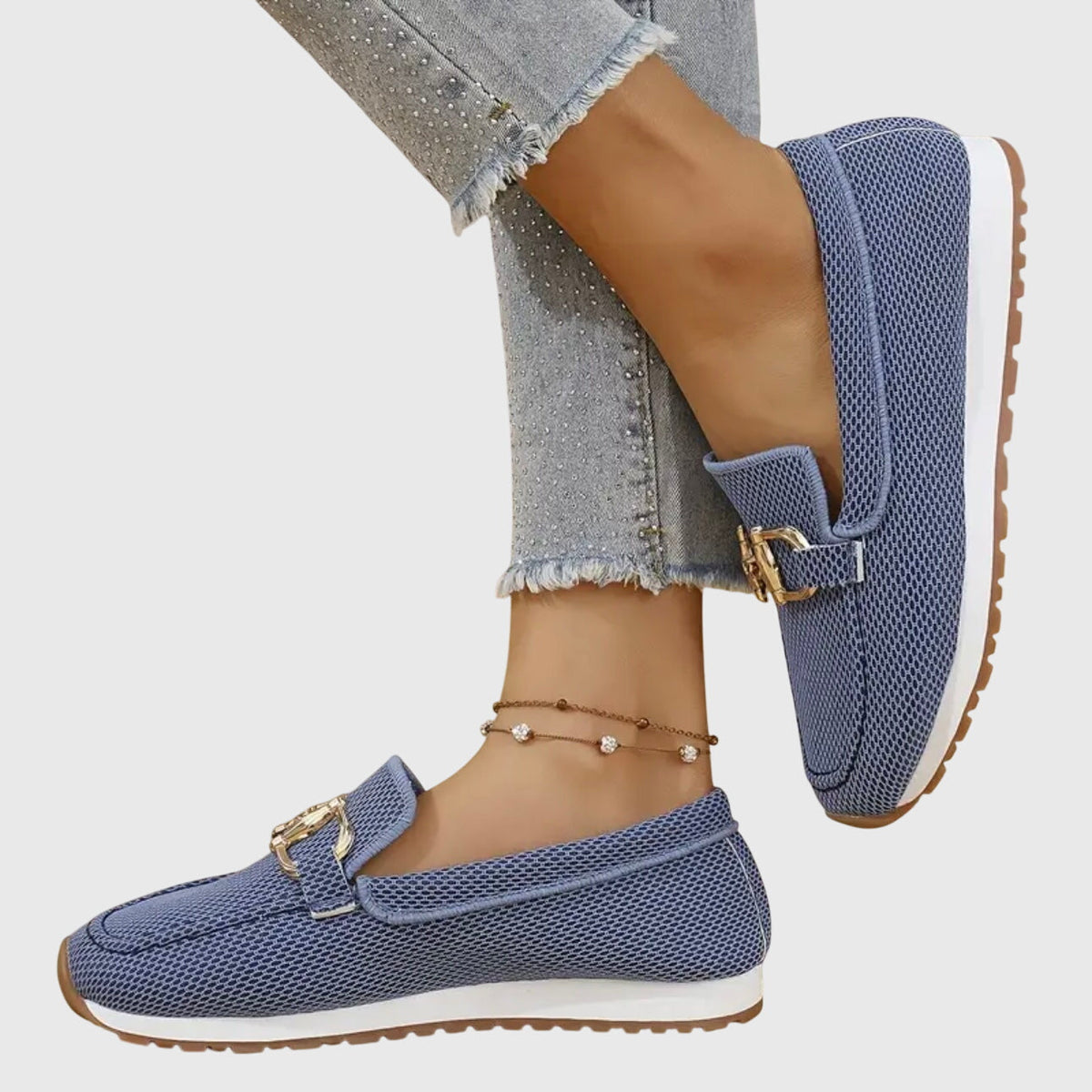 Woven Loafers with Chain Detail for Women
