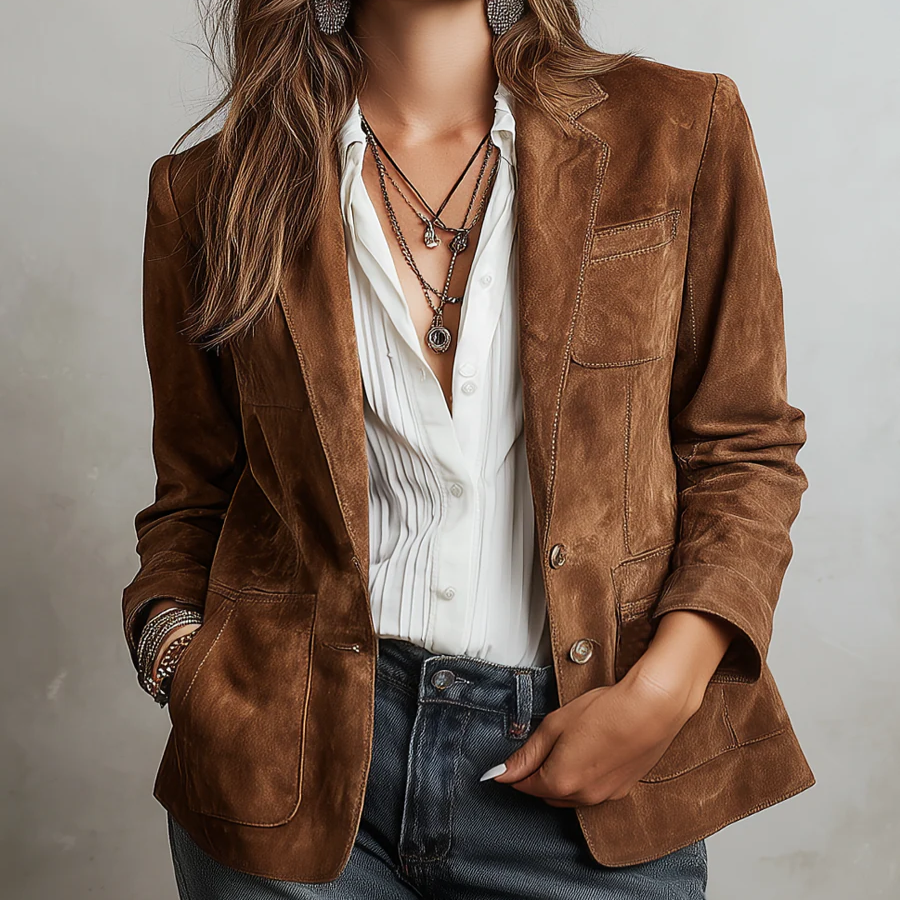 Rachel | Button-Down Suede Blazer for Women