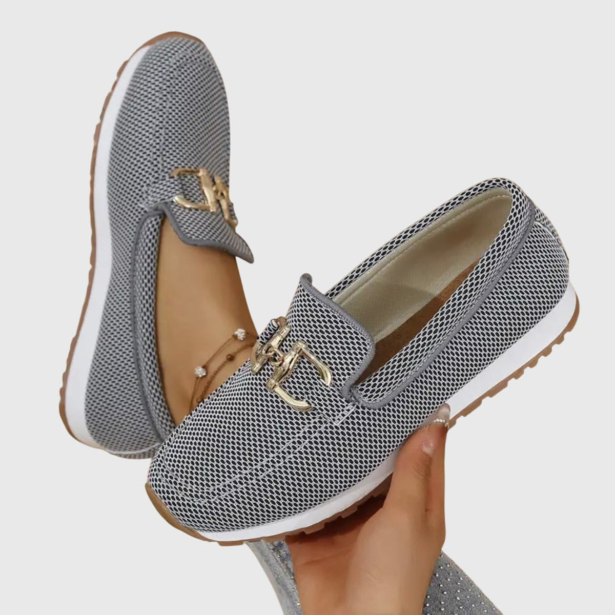 Woven Loafers with Chain Detail for Women
