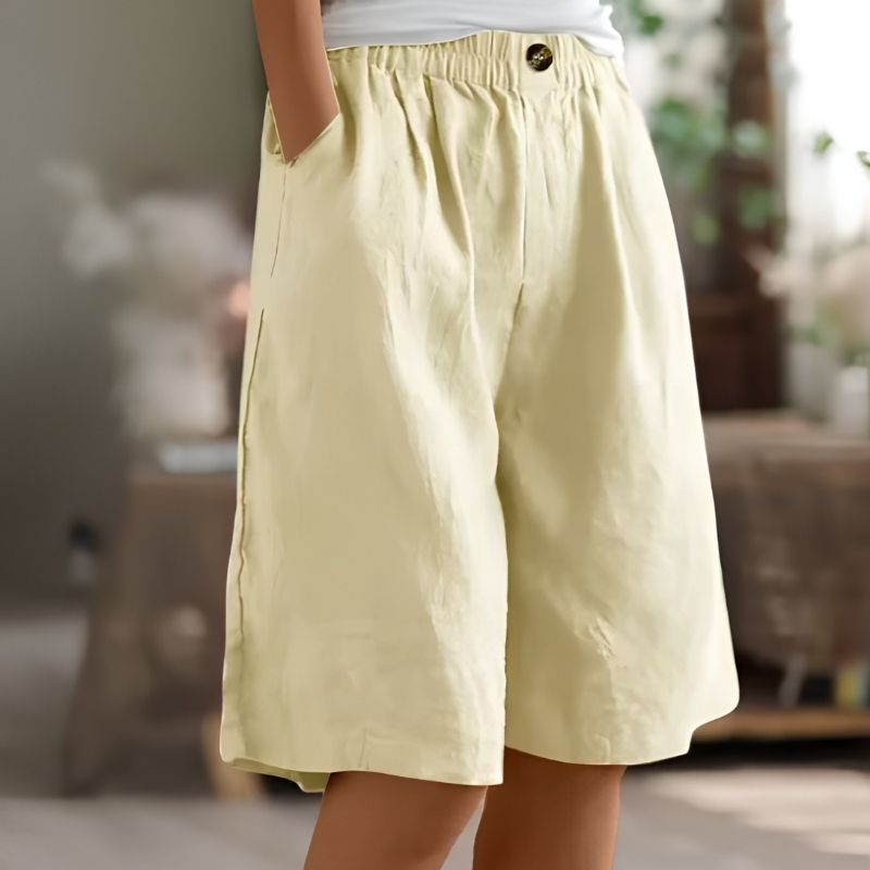 Womens Mid-Thigh Shorts with Elastic Waistband and Breathable Fabric, Relaxed Fit