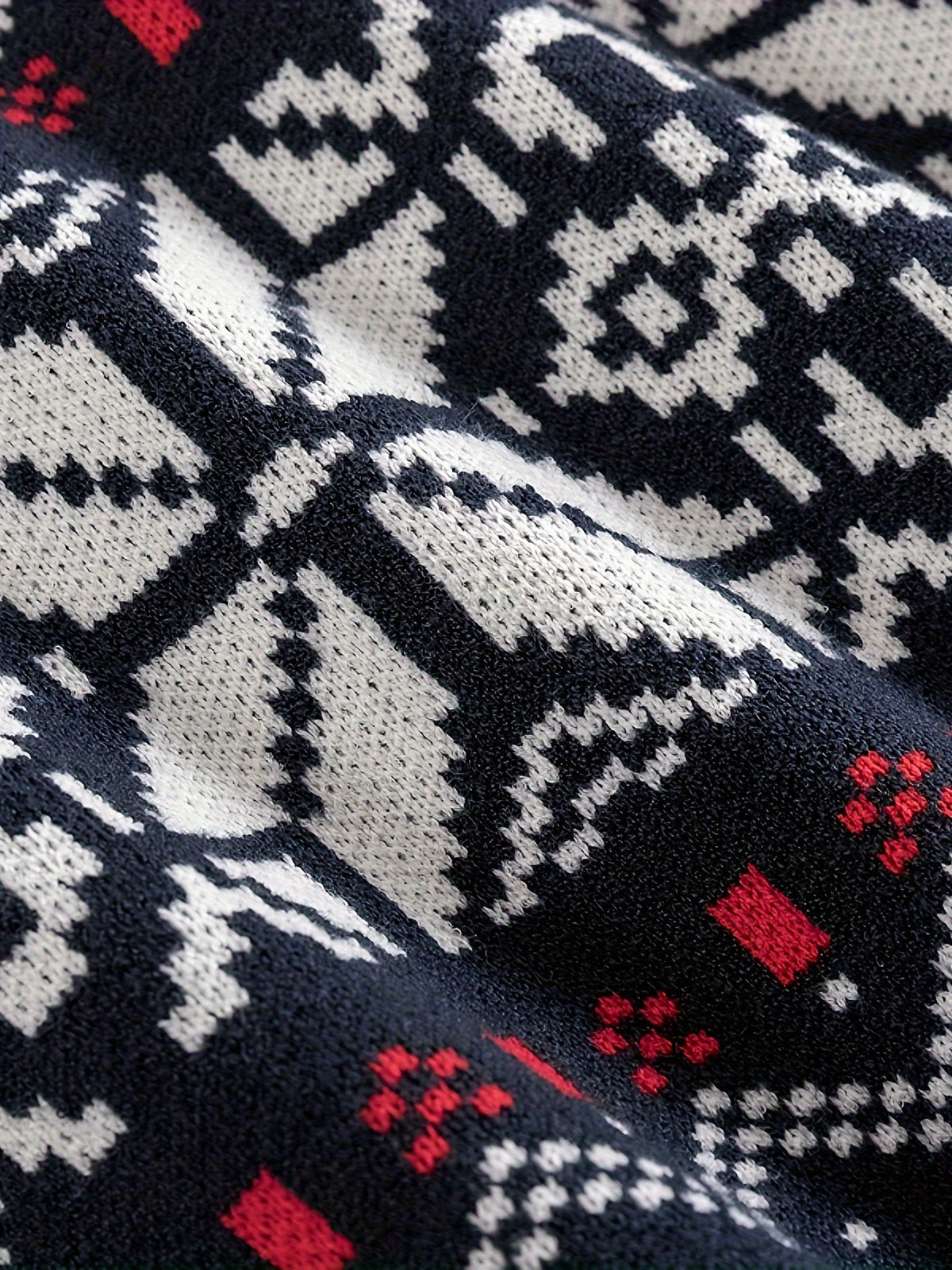 Round Neck Sweater with Snowflake Pattern and Ribbed Cuffs