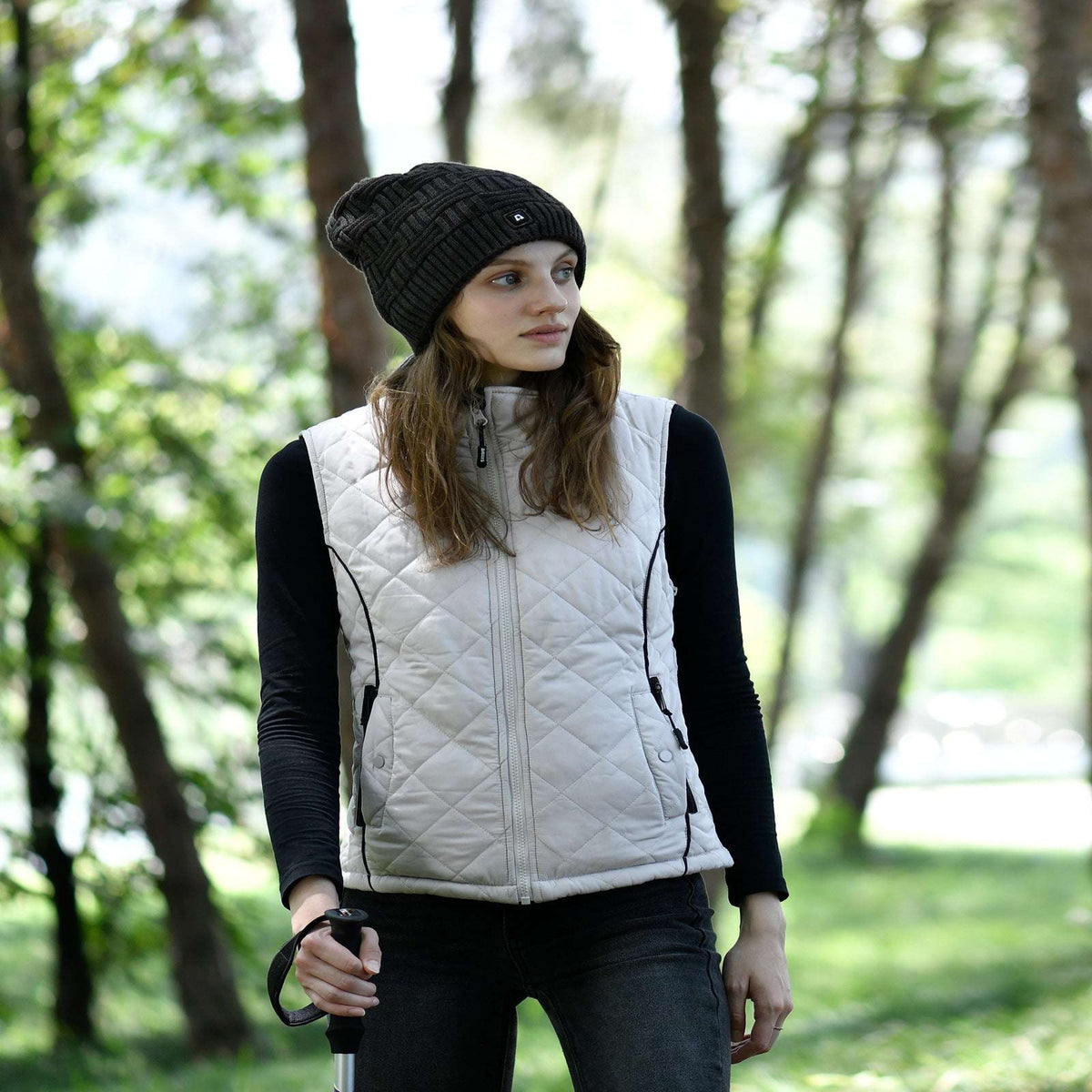 ARRIS Heated Vest for Women, Size Adjustable 7.4V Electric Warm Vest 8 Heating Panels with Battery Pack(Grey White)