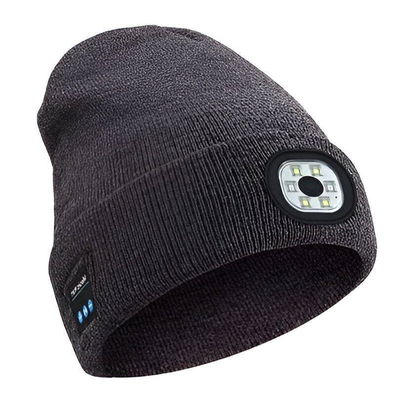 Rechargeable LED Beanie with Wireless Audio and Three Light Modes