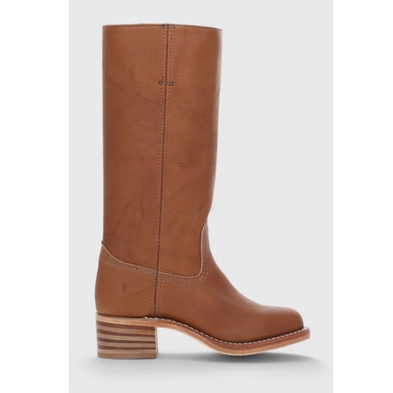 Womens Knee-High Leather Boots with Cushioned Insole and Stacked Heel, Pull-On Fit