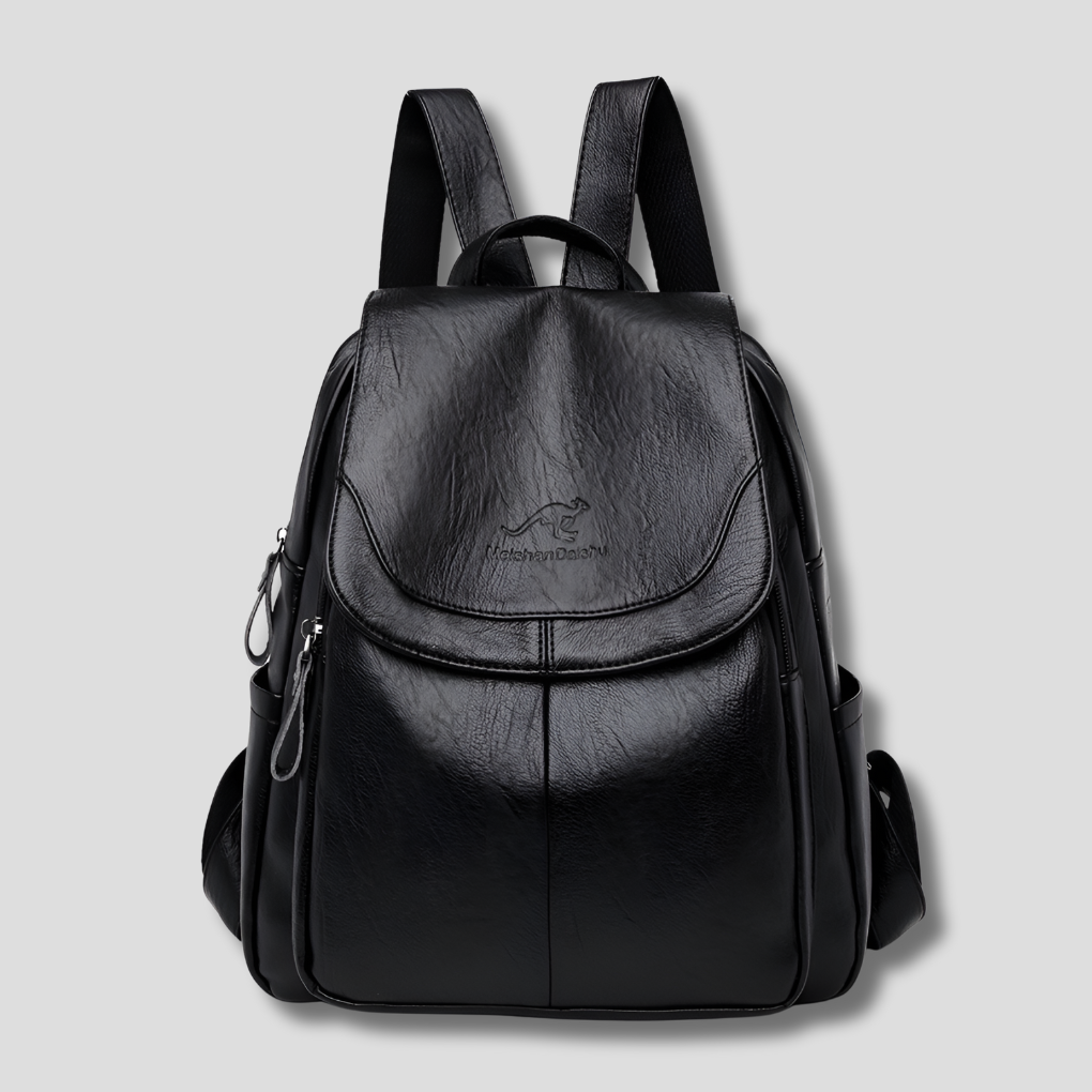 Anti-Theft Backpack for Women with Embossed Leather and Padded Interior, Dust Bag Included