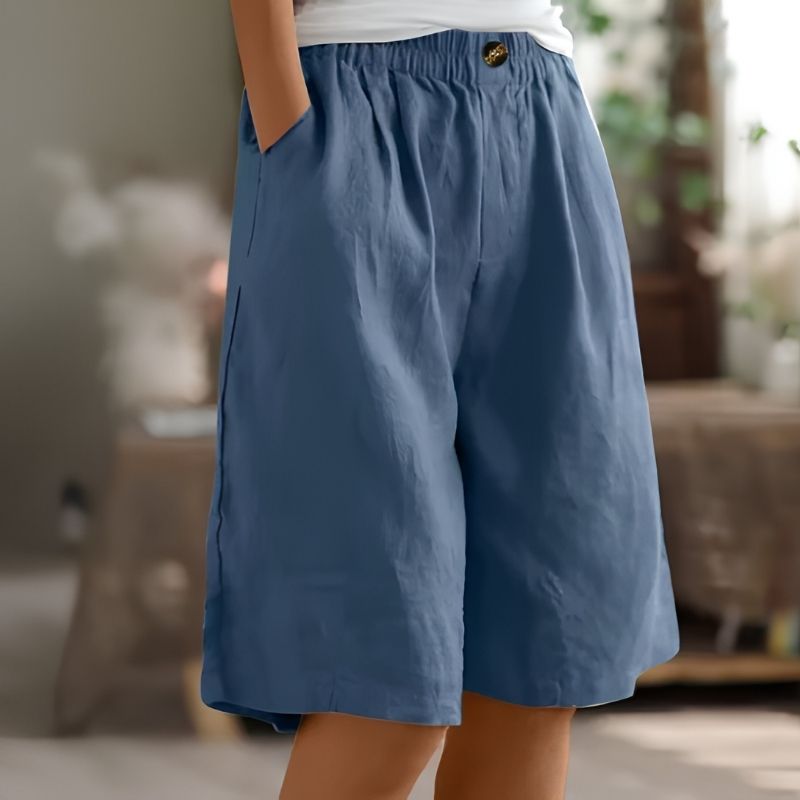Womens Mid-Thigh Shorts with Elastic Waistband and Breathable Fabric, Relaxed Fit