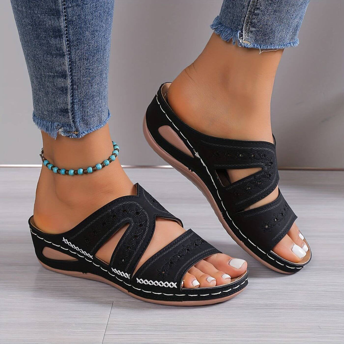 Orthopedic Sandals with Gel-Infused Sole and Slip-Resistant Outsole for Women