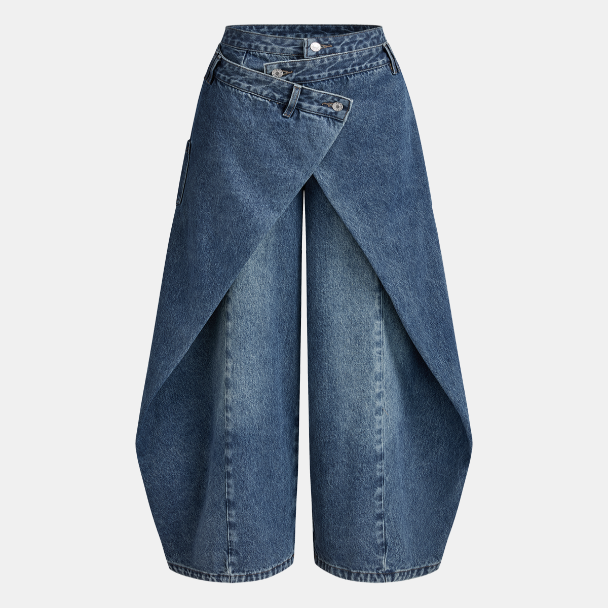 Mid Waist Denim Jeans with Slight Stretch and Regular Fit, Cotton Blend