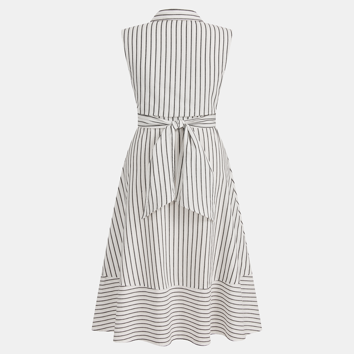 Sleeveless Midi Shirt Dress with Collar Neckline and Button Front, Slim Fit Woven