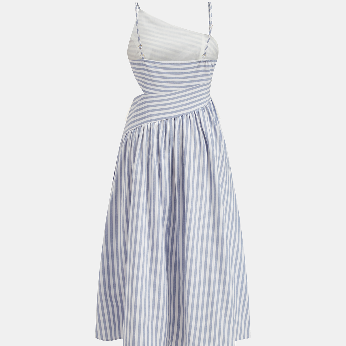 Asymmetrical Maxi Dress with Invisible Side Zipper and Cotton Blend Fabric