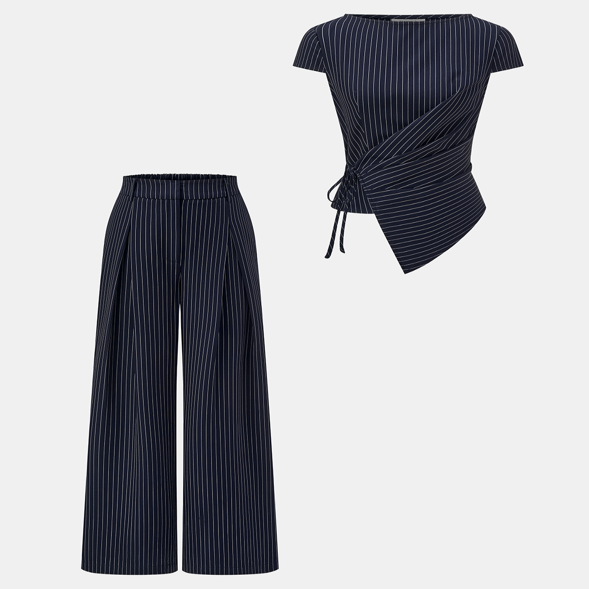 Two Piece Jumpsuit with Invisible Back Zipper and Short Sleeves