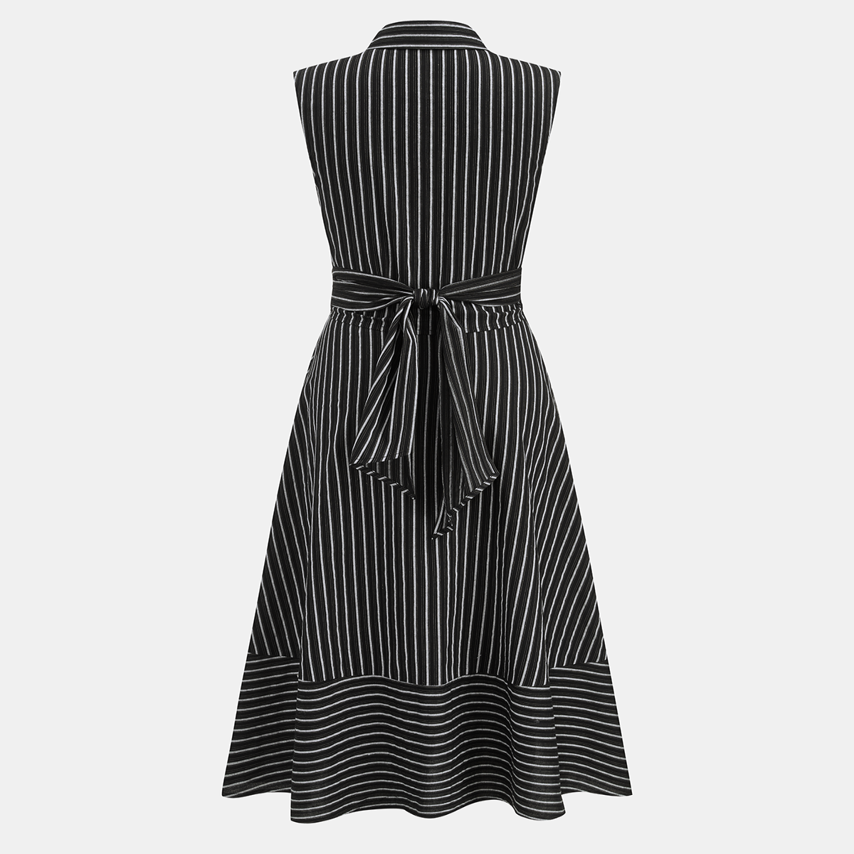 Sleeveless Midi Shirt Dress with Collar Neckline and Button Front, Slim Fit Woven