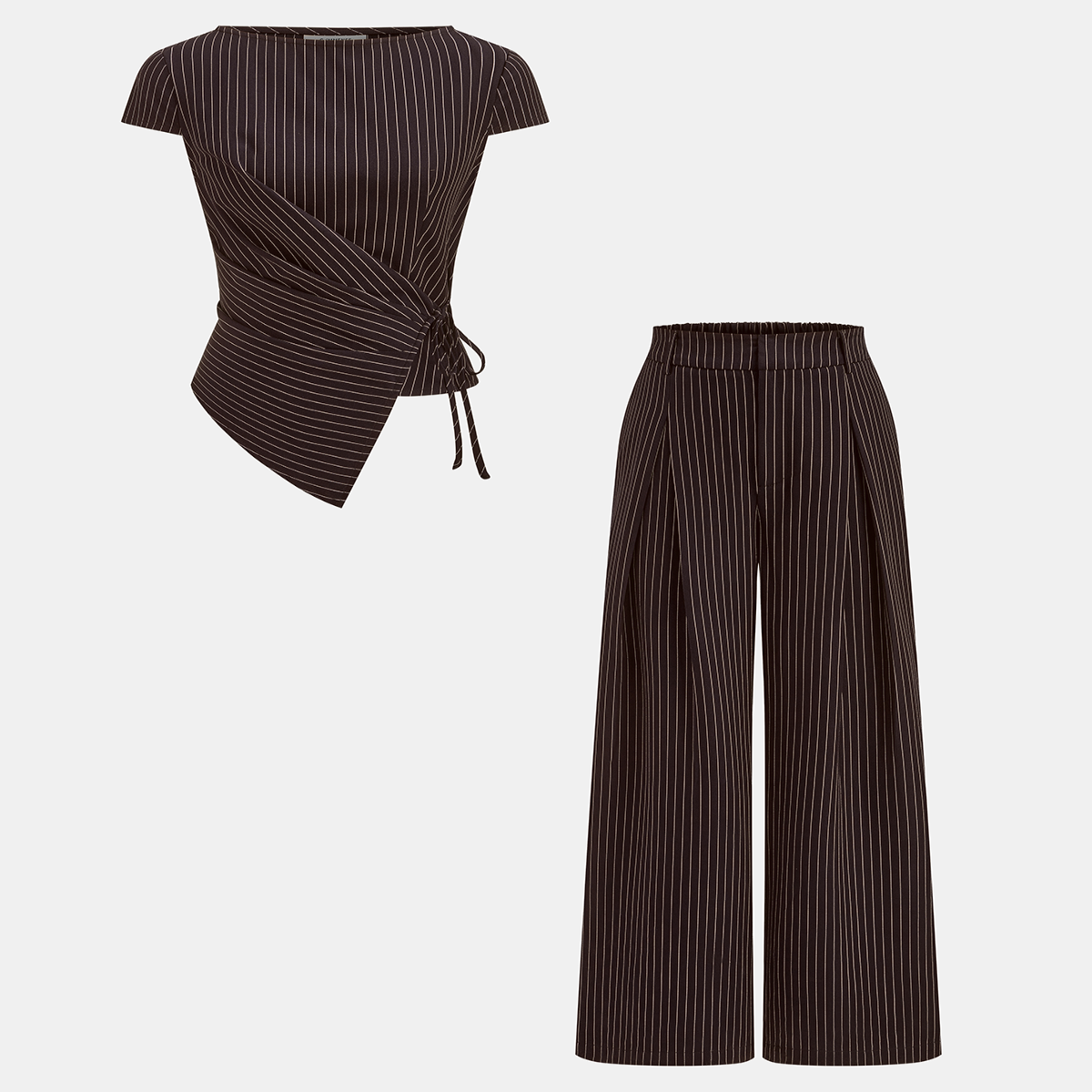 Two Piece Jumpsuit with Invisible Back Zipper and Short Sleeves