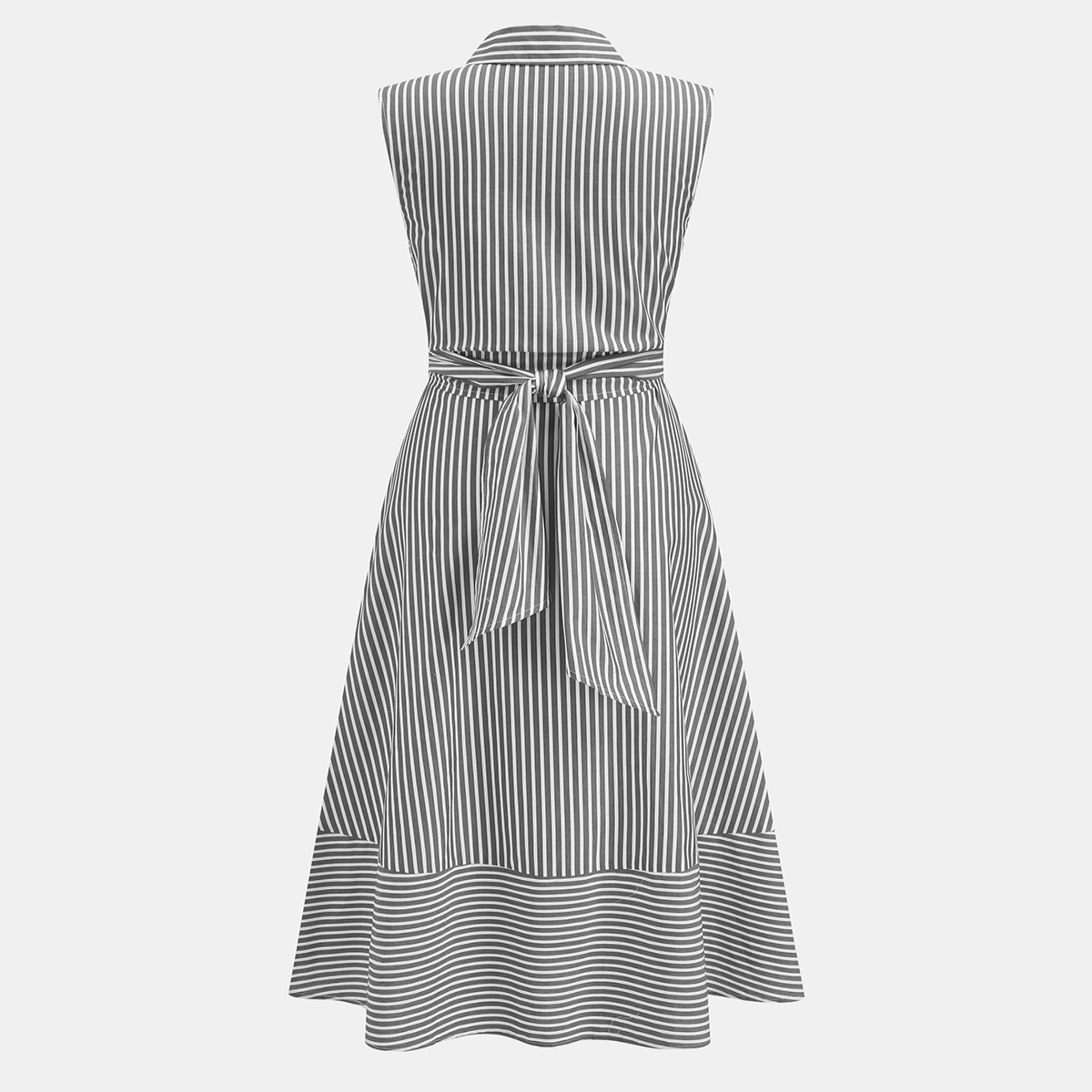 Sleeveless Midi Shirt Dress with Collar Neckline and Button Front, Slim Fit Woven