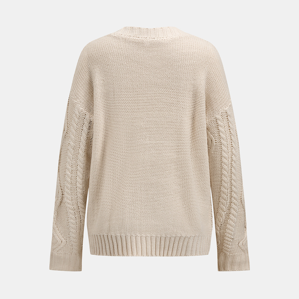 Relaxed Fit Acrylic Knit Sweater with Long Sleeves and High Stretch