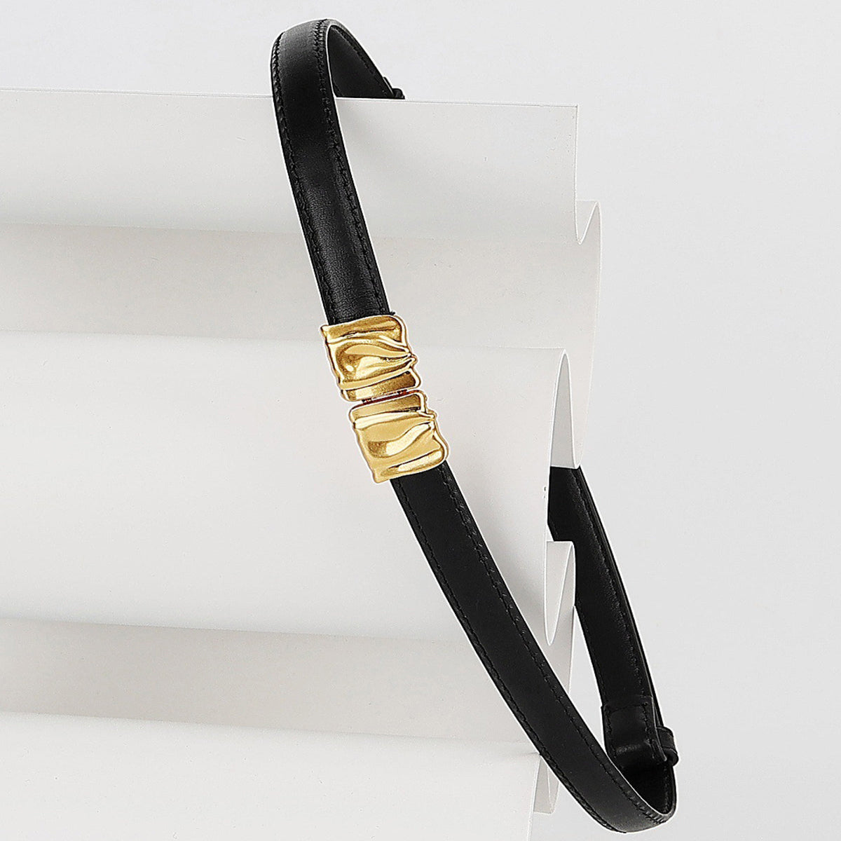 Adjustable Belt with Metal Buckle and Polyurethane Strap, 37.4 inches Length