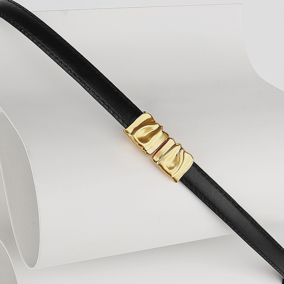Adjustable Belt with Metal Buckle and Polyurethane Strap, 37.4 inches Length